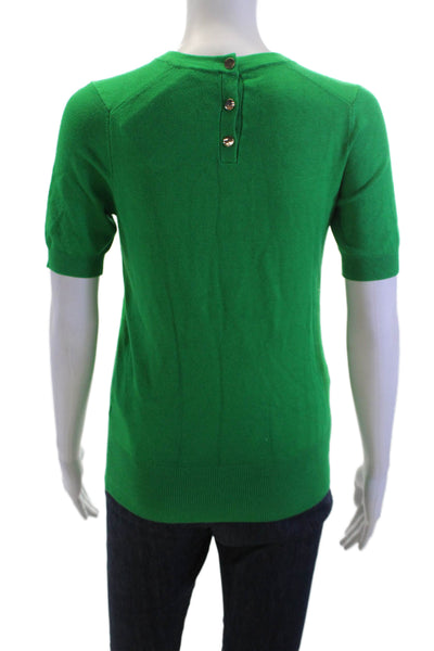 Zara Women Basic Green Cotton Crew Neck Short Sleeve T-Shirt Size S