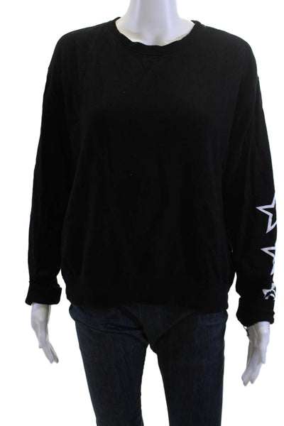 Sundry Women Pullover Sweatshirt Black Stars Crew Neck Long Sleeve Size 2