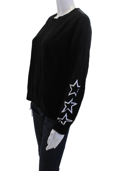 Sundry Women Pullover Sweatshirt Black Stars Crew Neck Long Sleeve Size 2