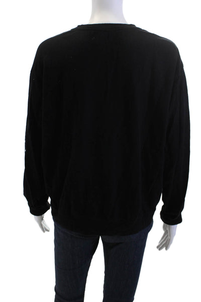 Sundry Women Pullover Sweatshirt Black Stars Crew Neck Long Sleeve Size 2