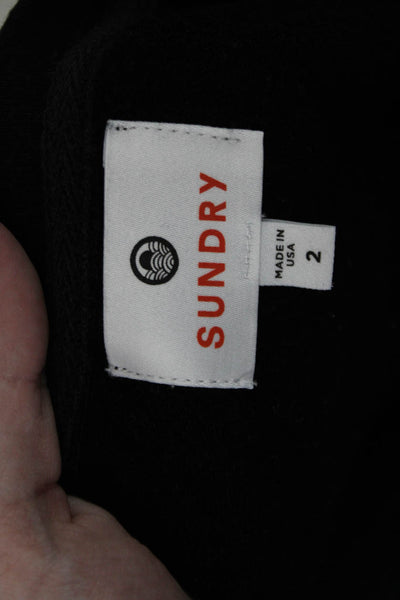 Sundry Women Pullover Sweatshirt Black Stars Crew Neck Long Sleeve Size 2