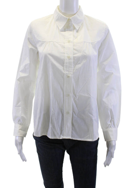 APC Womens Basic Collared White Cotton Long Sleeve Button-Up Size 34