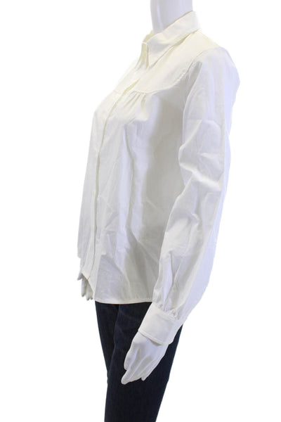 APC Womens Basic Collared White Cotton Long Sleeve Button-Up Size 34