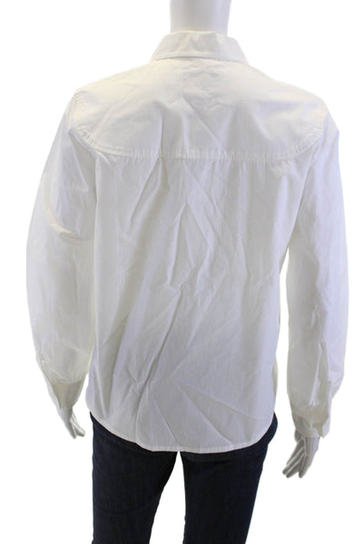 APC Womens Basic Collared White Cotton Long Sleeve Button-Up Size 34