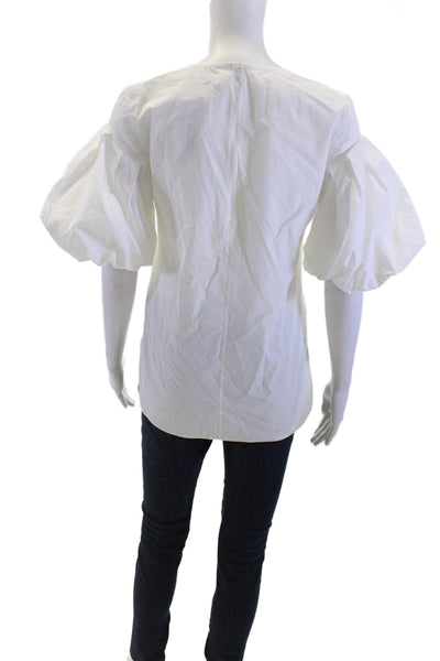Charlotte Brody Women White Cotton Short Sleeve Blouse Size XS