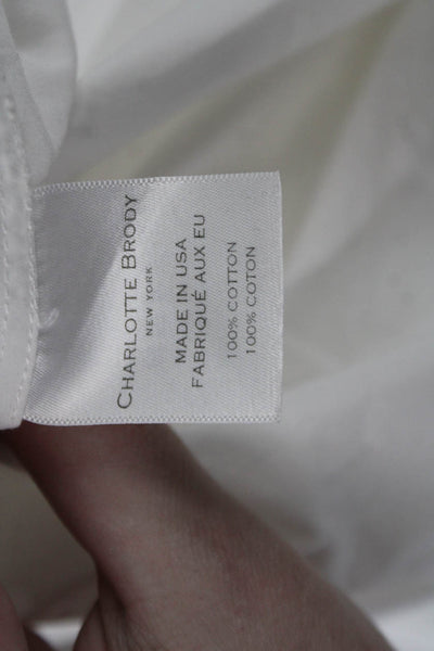Charlotte Brody Women White Cotton Short Sleeve Blouse Size XS