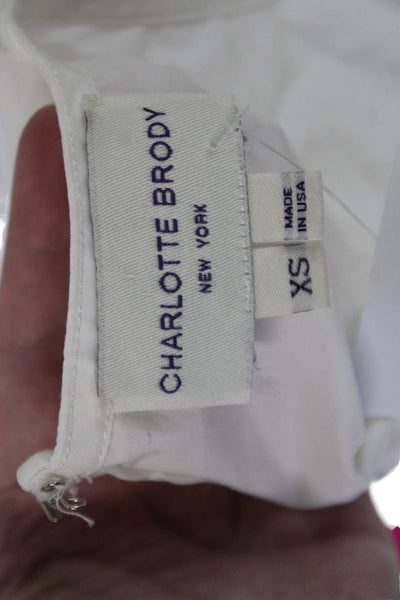 Charlotte Brody Women White Cotton Short Sleeve Blouse Size XS