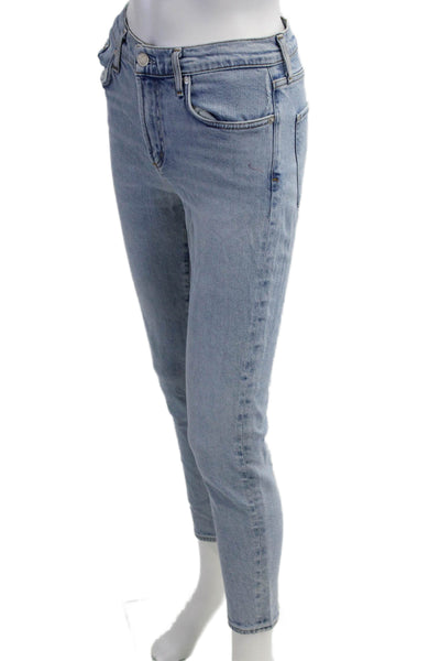 Agolde Women Skinny Cropped Ankle High Rise Light Blue Jeans Size 27