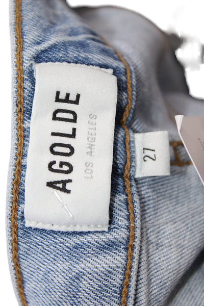 Agolde Women Skinny Cropped Ankle High Rise Light Blue Jeans Size 27
