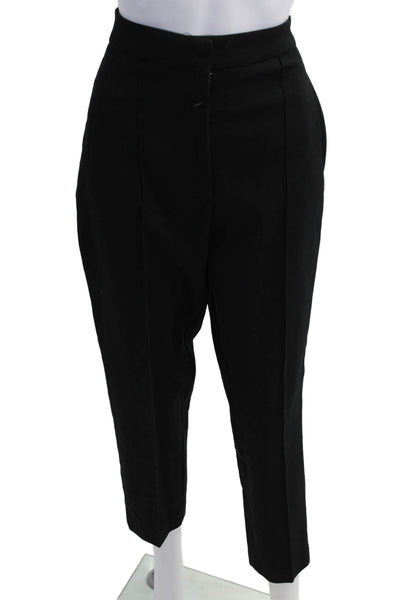Zara Women Ankle Cropped Dress Pants Black Polyester Viscose Size M