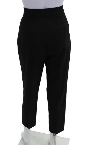 Zara Women Ankle Cropped Dress Pants Black Polyester Viscose Size M