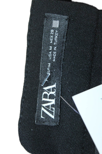 Zara Women Ankle Cropped Dress Pants Black Polyester Viscose Size M