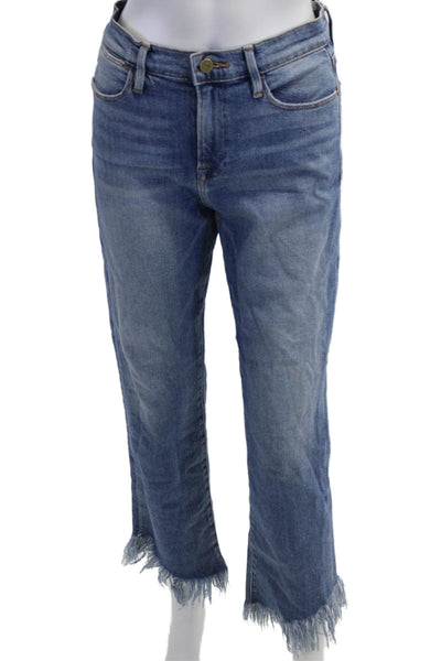 Frame Women Cropped Straight High Rise Blue Jeans Size 27