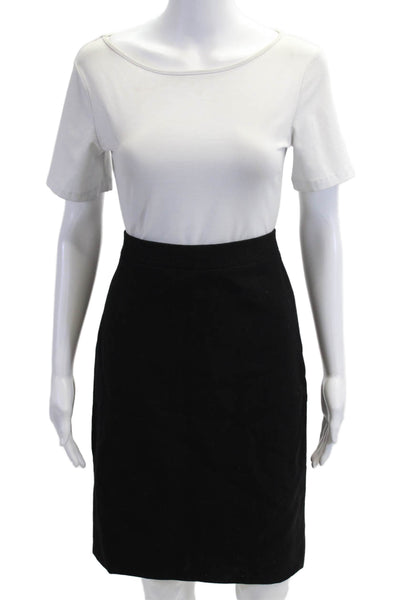 J Crew Women Straight Pencil Skirt Black 100% Laine Size 4