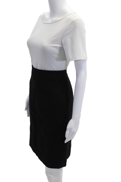 J Crew Women Straight Pencil Skirt Black 100% Laine Size 4