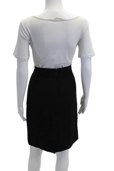 J Crew Women Straight Pencil Skirt Black 100% Laine Size 4