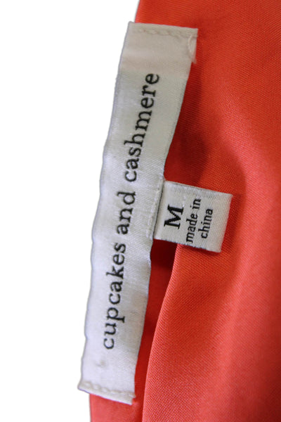 Cupcakes And Cashmere Women Orange Tunic Solid Polyester Zip Beach Size M