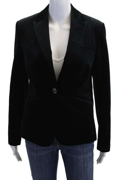Andrew Marc Womens Black Collared Button Blazer Long Sleeve Polyester Size 4