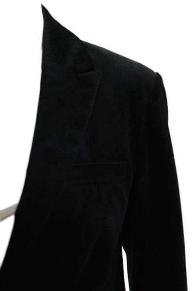 Andrew Marc Womens Black Collared Button Blazer Long Sleeve Polyester Size 4