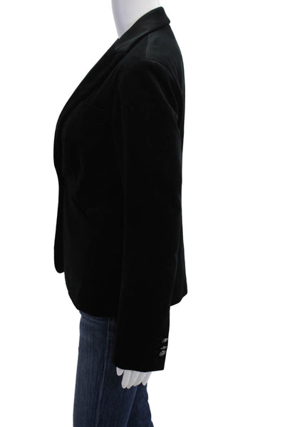 Andrew Marc Womens Black Collared Button Blazer Long Sleeve Polyester Size 4