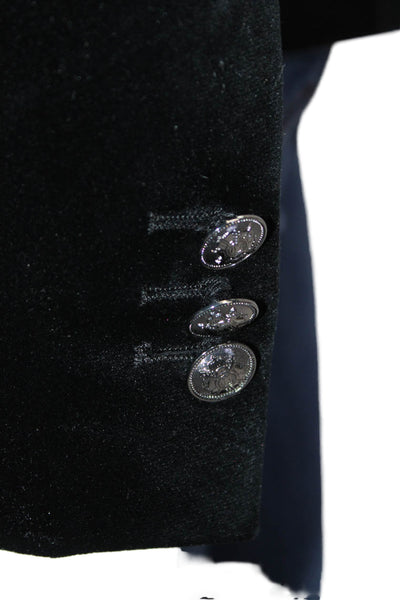 Andrew Marc Womens Black Collared Button Blazer Long Sleeve Polyester Size 4