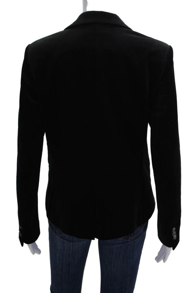 Andrew Marc Womens Black Collared Button Blazer Long Sleeve Polyester Size 4