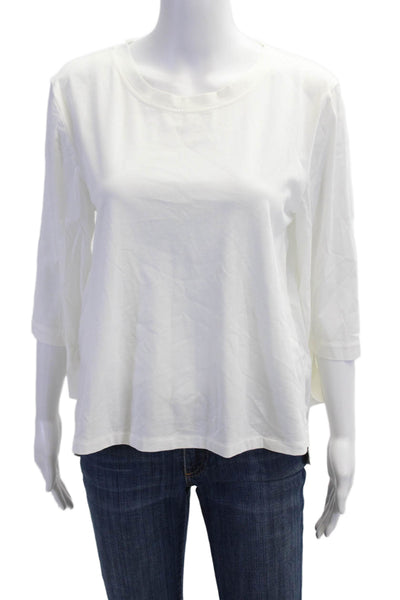 Elliott Lauren Womens White Crew Neck 3/4 Sleeve T-Shirt Size S
