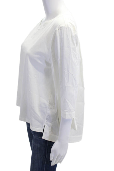 Elliott Lauren Womens White Crew Neck 3/4 Sleeve T-Shirt Size S