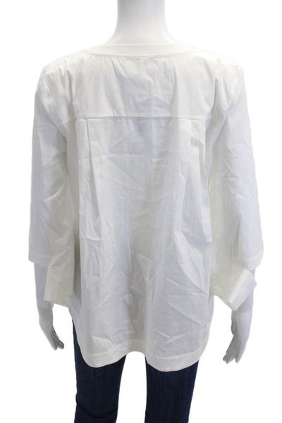 Elliott Lauren Womens White Crew Neck 3/4 Sleeve T-Shirt Size S