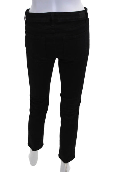 Paige Womens Ankle Cropped Mid Rise Black Pants Button Size 28