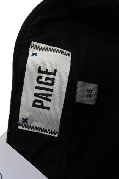 Paige Womens Ankle Cropped Mid Rise Black Pants Button Size 28
