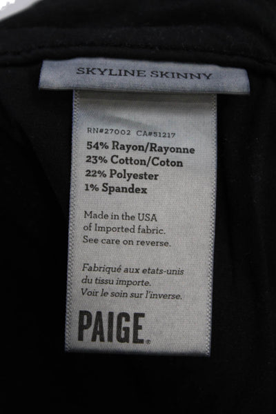 Paige Womens Ankle Cropped Mid Rise Black Pants Button Size 28