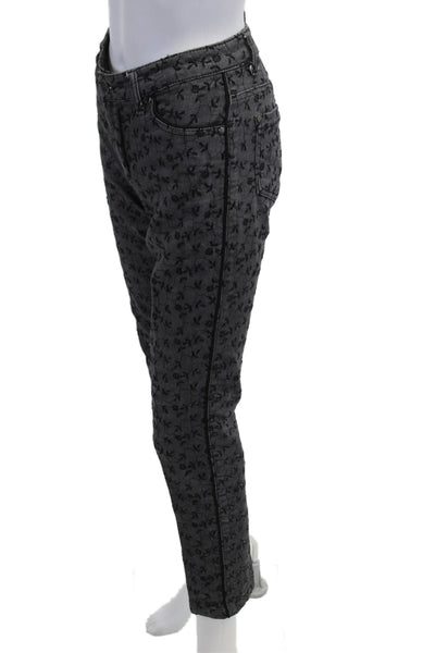 Etcetera Womens Ankle Cropped Floral Dark Gray Jeans Size 2