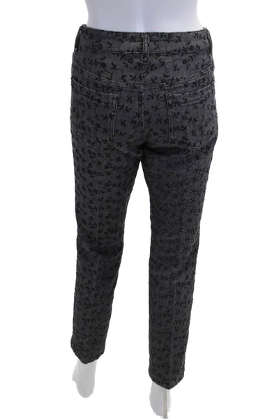 Etcetera Womens Ankle Cropped Floral Dark Gray Jeans Size 2