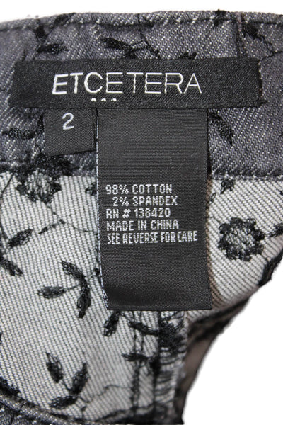 Etcetera Womens Ankle Cropped Floral Dark Gray Jeans Size 2