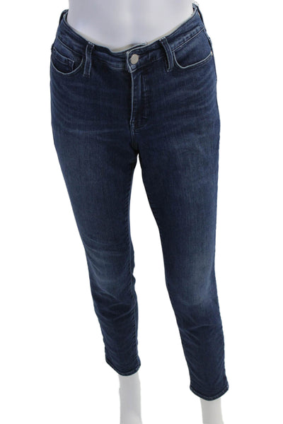 Athleta Womens Dark Blue Ankle Skinny Jeans Mid Rise Button Size 4