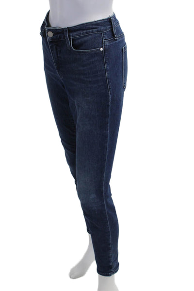 Athleta Womens Dark Blue Ankle Skinny Jeans Mid Rise Button Size 4