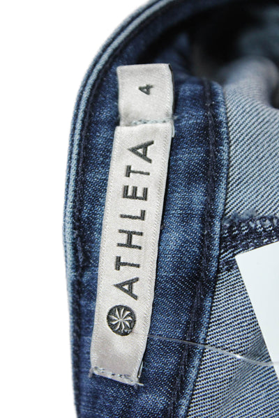 Athleta Womens Dark Blue Ankle Skinny Jeans Mid Rise Button Size 4