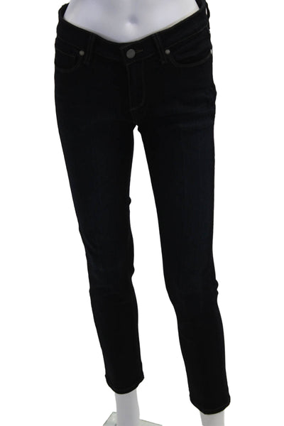 Paige Women Skinny Jeans Dark Blue Mid Rise Button Size 28