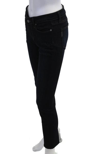 Paige Women Skinny Jeans Dark Blue Mid Rise Button Size 28