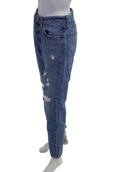 Levis Mens Cropped Straight Blue Jeans Button 100% Cotton Mid Rise Size 26