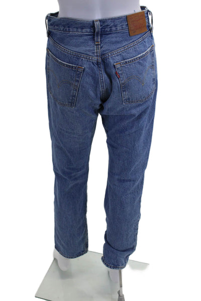 Levis Mens Cropped Straight Blue Jeans Button 100% Cotton Mid Rise Size 26