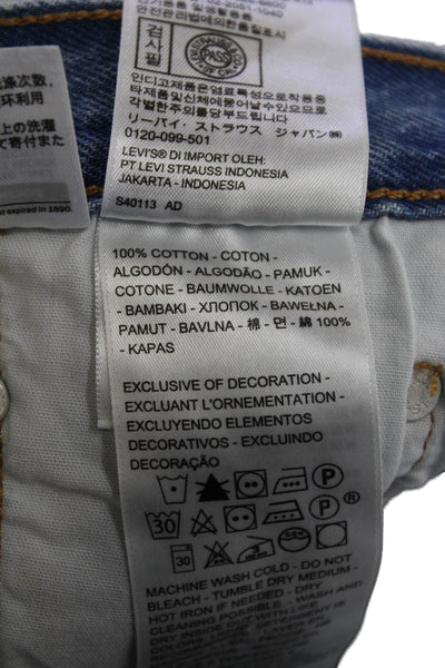 Levis Mens Cropped Straight Blue Jeans Button 100% Cotton Mid Rise Size 26