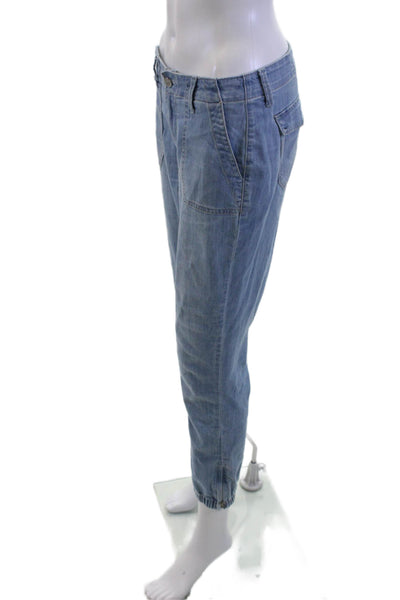 Paige Womens Ankle Cropped Jeans Blue Mid Rise Size 27