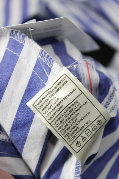 Steve Madden Womens Shirt Dress Blue Striped Cotton Collared 3/4 Sleeve Size S