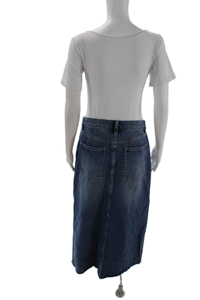 Driftwood Women Straight Pencil Maxi Skirt Dark Blue 100% Cotton Size 29