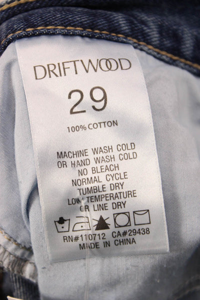 Driftwood Women Straight Pencil Maxi Skirt Dark Blue 100% Cotton Size 29