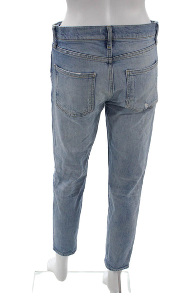 Zara Woman Womens Light Blue High Rise Boyfriend Cropped Jeans Size 4