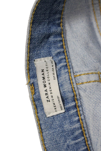 Zara Woman Womens Light Blue High Rise Boyfriend Cropped Jeans Size 4