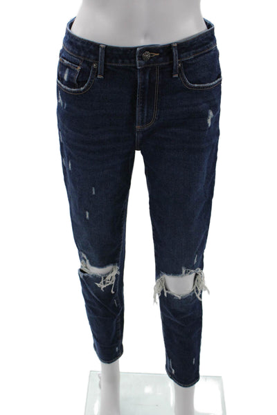 Driftwood Women Dark Blue Ankle Cropped Jeans High Rise Button Size 26